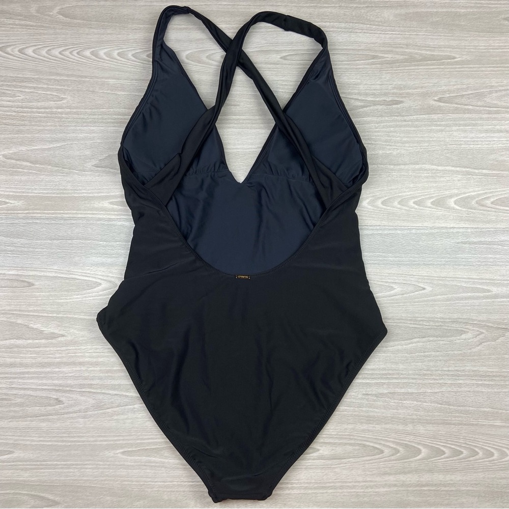 L'AGENCE Lisa Plunge One-Piece Swimsuit Black Gold Coin Size XL - Picture 9 of 16